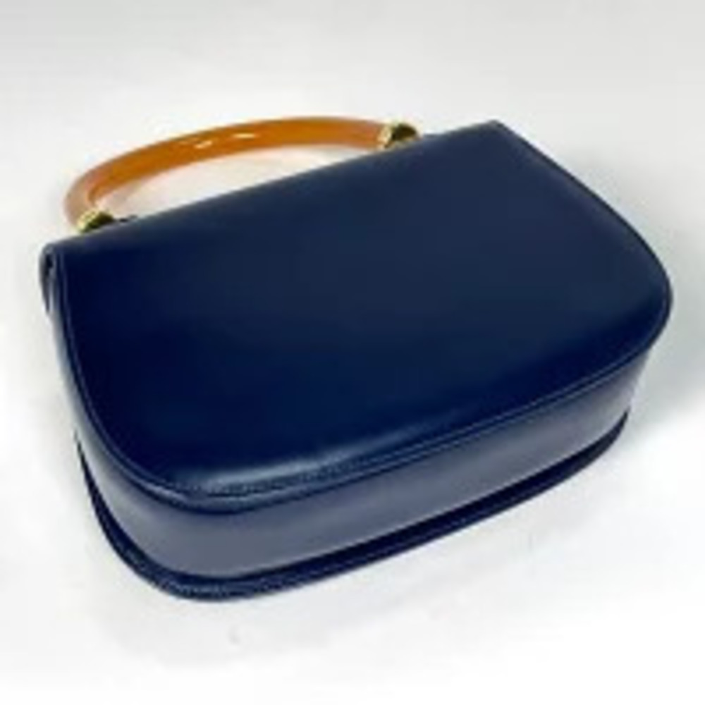 Gucci body handle handbag top blue leather resin Blue